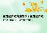 蘭花的養(yǎng)殖方法如下（蘭花的養(yǎng)殖方法 有以下幾方面注意）
