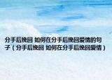 分手后挽回 如何在分手后挽回愛情的句子（分手后挽回 如何在分手后挽回愛情）