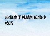 麻將高手總結(jié)打麻將小技巧