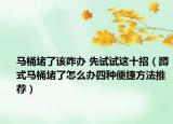 馬桶堵了該咋辦 先試試這十招（蹲式馬桶堵了怎么辦四種便捷方法推薦）