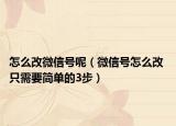 怎么改微信號呢（微信號怎么改 只需要簡單的3步）