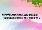 華為手機沒有聲音怎么恢復正常的（華為手機沒有聲音怎么恢復正常）