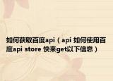 如何獲取百度api（api 如何使用百度api store 快來get以下信息）