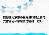 如何使用京東小金庫進行網(wǎng)上支付支付密碼和京東支付密碼一致嗎