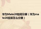 華為Mate20如何分屏（華為mate20應(yīng)該怎么分屏）