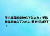 手機屏幕圖案鎖忘了怎么辦（手機鎖屏圖案忘了怎么辦 看完長知識了）