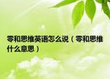 零和思維英語怎么說（零和思維什么意思）