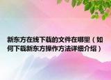 新東方在線下載的文件在哪里（如何下載新東方操作方法詳細(xì)介紹）