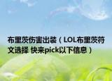 布里茨傷害出裝（LOL布里茨符文選擇 快來(lái)pick以下信息）