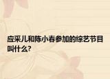 應(yīng)采兒和陳小春參加的綜藝節(jié)目叫什么?