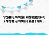 華為的用戶體驗(yàn)計(jì)劃在哪里要開嗎（華為的用戶體驗(yàn)計(jì)劃是干嘛呀）