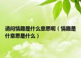 請問情趣是什么意思呢（情趣是什意思是什么）