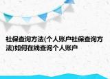 社保查詢方法(個(gè)人賬戶社保查詢方法)如何在線查詢個(gè)人賬戶