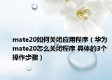 mate20如何關(guān)閉應(yīng)用程序（華為mate20怎么關(guān)閉程序 具體的3個(gè)操作步驟）