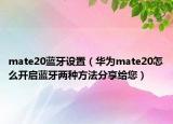 mate20藍(lán)牙設(shè)置（華為mate20怎么開(kāi)啟藍(lán)牙兩種方法分享給您）