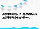 掃黑除惡需要做好（如何積極參與掃黑除惡做遵守法律第一人）