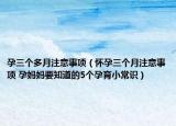 孕三個(gè)多月注意事項(xiàng)（懷孕三個(gè)月注意事項(xiàng) 孕媽媽要知道的5個(gè)孕育小常識(shí)）