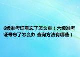 6級準考證號忘了怎么查（六級準考證號忘了怎么辦 查詢方法有哪些）