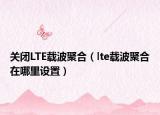 關(guān)閉LTE載波聚合（lte載波聚合在哪里設(shè)置）
