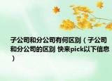 子公司和分公司有何區(qū)別（子公司和分公司的區(qū)別 快來pick以下信息）