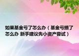 如果基金虧了怎么辦（基金虧損了怎么辦 新手建議先小資產(chǎn)嘗試）