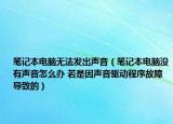 筆記本電腦無法發(fā)出聲音（筆記本電腦沒有聲音怎么辦 若是因聲音驅(qū)動(dòng)程序故障導(dǎo)致的）