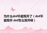 為什么dnf不能雙開了（dnf不能雙開 dnf怎么雙開呀）