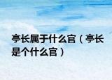 亭長屬于什么官（亭長是個(gè)什么官）