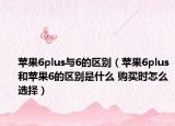 蘋果6plus與6的區(qū)別（蘋果6plus和蘋果6的區(qū)別是什么 購買時怎么選擇）