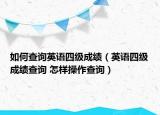如何查詢英語四級成績（英語四級成績查詢 怎樣操作查詢）