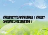 微信的群發(fā)消息能撤回（微信群發(fā)信息后可以撤回嗎）