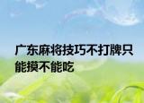 廣東麻將技巧不打牌只能摸不能吃