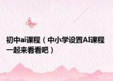 初中ai課程（中小學(xué)設(shè)置AI課程 一起來看看吧）