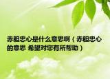 赤膽忠心是什么意思?。ǔ嗄懼倚牡囊馑?希望對(duì)您有所幫助）