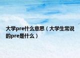 大學pre什么意思（大學生常說的pre是什么）