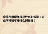 企業(yè)所得稅年報(bào)是什么時(shí)候報(bào)（企業(yè)所得稅年報(bào)什么時(shí)候報(bào)）