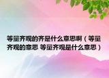 等量齊觀的齊是什么意思?。ǖ攘魁R觀的意思 等量齊觀是什么意思）