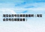 淘寶會員號在哪里查看?。ㄌ詫殨T號在哪里查看）