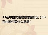 13在中國代表啥意思是什么（13在中國代表什么意思）