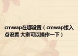 cmwap在哪設(shè)置（cmwap接入點(diǎn)設(shè)置 大家可以操作一下）