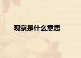 觀察是什么意思