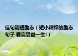 佳句簡短勵志（短小精悍的勵志句子 看完受益一生!）