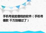手機(jī)號(hào)就能借錢(qián)的軟件（手機(jī)號(hào)借款 千萬(wàn)別錯(cuò)過(guò)了）