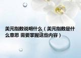 美元指數(shù)說明什么（美元指數(shù)是什么意思 需要掌握這些內(nèi)容）