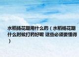 水稻揚花期用什么藥（水稻楊花期什么時候打藥好呢 這些必須要懂得）