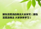 鯽魚豆腐湯的做法大全家常（鯽魚豆腐湯做法 大家快來學習）