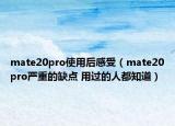 mate20pro使用后感受（mate20pro嚴(yán)重的缺點(diǎn) 用過(guò)的人都知道）