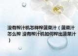 沒有榨汁機(jī)怎樣榨菠菜汁（菠菜汁怎么榨 沒有榨汁機(jī)如何榨出菠菜汁）