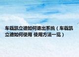 車載凱立德如何退出系統(tǒng)（車載凱立德如何使用 使用方法一覽）