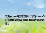 華為nova4微信雙開（華為nova5pro微信可以雙開嗎 收藏教你設(shè)置哦）